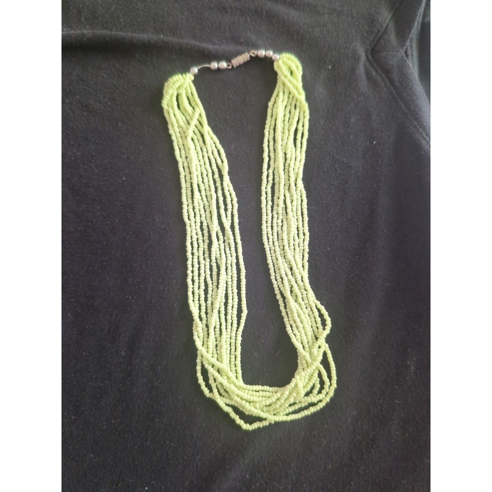 Vintage Green‎ Beaded Necklace 16"